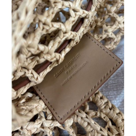 Fake YSL Saint Laurent Oxalis Bag In Raffia Macrame Apricot Replica