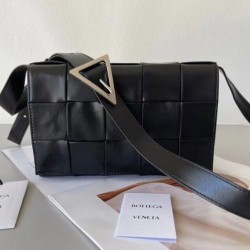 Replica Bottega Veneta Cassett Bag Black Wrinkled Calfskin