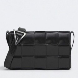 Replica Bottega Veneta Cassett Bag Black Wrinkled Calfskin