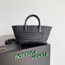 Replica Bottega Veneta Mini Cabat Bag Black Intrecciato Lambskin