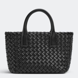 Replica Bottega Veneta Mini Cabat Bag Black Intrecciato Lambskin