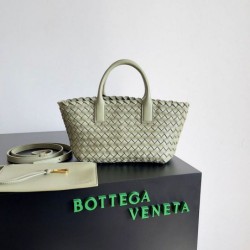Replica Bottega Veneta Mini Cabat Bag Travertine Intrecciato Lambskin