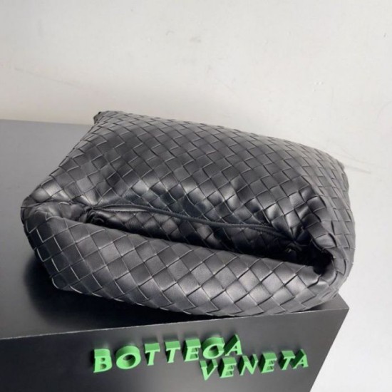 Fake Bottega Veneta Small Hop Bag Black Intrecciato Calfskin Replica Fake Bottega Veneta Small Hop Bag Black Intrecciato Calfskin Replica
