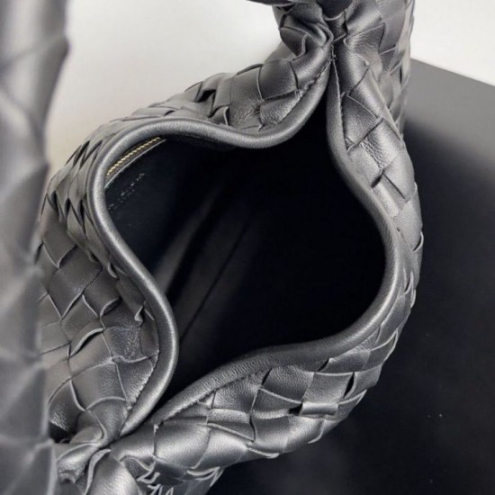 Fake Bottega Veneta Small Hop Bag Black Intrecciato Calfskin Replica Fake Bottega Veneta Small Hop Bag Black Intrecciato Calfskin Replica