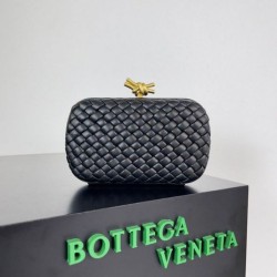 Replica Bottega Veneta Knot Minaudiere Clutch Black Intrecciato Lambskin