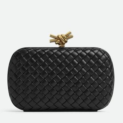 Replica Bottega Veneta Knot Minaudiere Clutch Black Intrecciato Lambskin