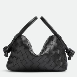 Replica Bottega Veneta Small Loop Crossbody Bag Black Intrecciato Lambskin