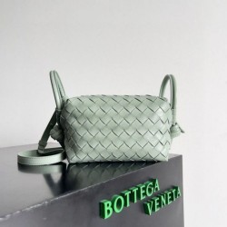 Fake Bottega Veneta Small Loop Crossbody Bag Sauge Intrecciato Lambskin Replica