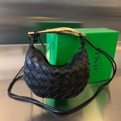 Replica Bottega Veneta Sardine Mini Bag Black Intrecciato Lambskin