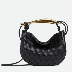 Replica Bottega Veneta Sardine Mini Bag Black Intrecciato Lambskin