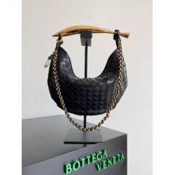 Replica Bottega Veneta Sardine Small Bag with Chain Black Lambskin Replica Bottega Veneta Sardine Small Bag with Chain Black Lambskin