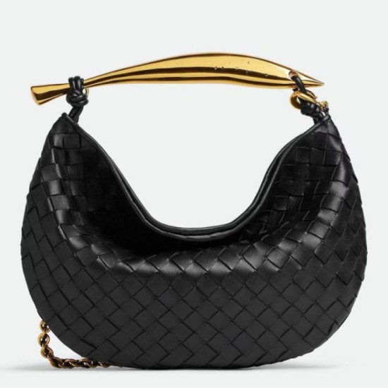 Replica Bottega Veneta Sardine Small Bag with Chain Black Lambskin Replica Bottega Veneta Sardine Small Bag with Chain Black Lambskin