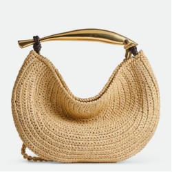 Replica Bottega Veneta Sardine Small Bag with Chain Natural Raffia