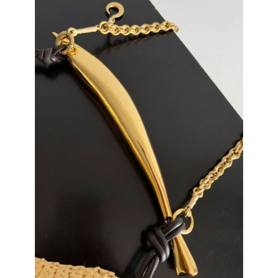 Replica Bottega Veneta Sardine Small Bag with Chain Natural Raffia Replica Bottega Veneta Sardine Small Bag with Chain Natural Raffia
