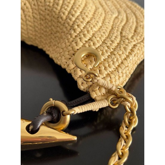 Replica Bottega Veneta Sardine Small Bag with Chain Natural Raffia Replica Bottega Veneta Sardine Small Bag with Chain Natural Raffia