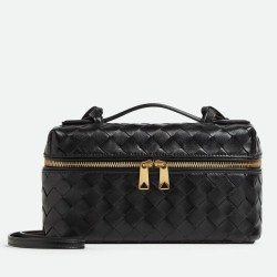 Replica Bottega Veneta Bang Bang Vanity Case Black Intrecciato 