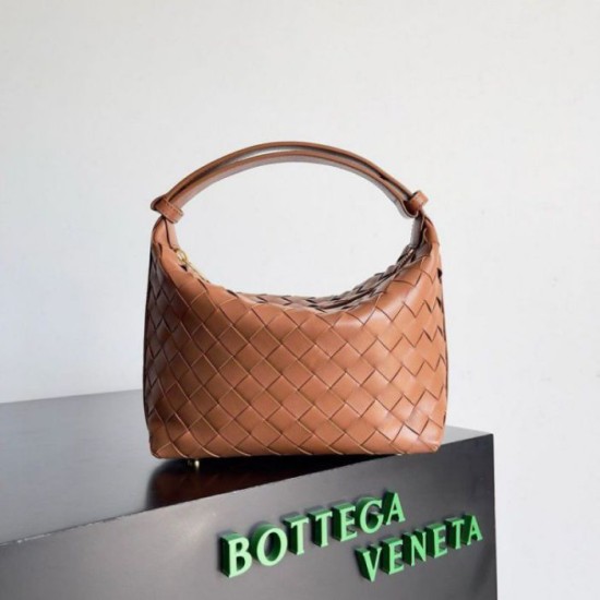 Fake Bottega Veneta Mini Wallace Bag Brown Intrecciato Calfskin Replica Fake Bottega Veneta Mini Wallace Bag Brown Intrecciato Calfskin Replica