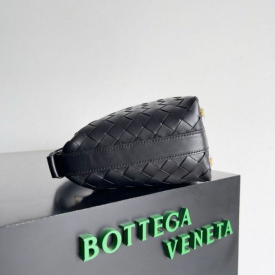 Replica Bottega Veneta Mini Wallace Bag Black Intrecciato Calfskin Replica Bottega Veneta Mini Wallace Bag Black Intrecciato Calfskin