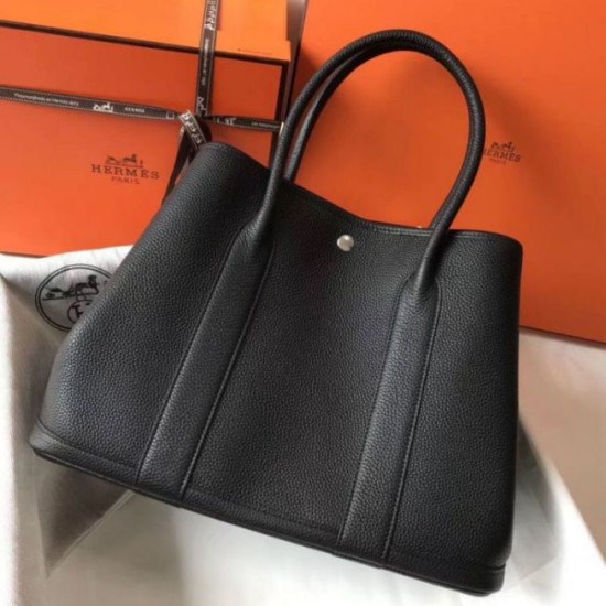 Replica Hermes Garden Party 36 Bag Black Clemence Calfskin Replica Hermes Garden Party 36 Bag Black Clemence Calfskin