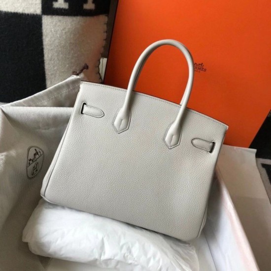 Replica Hermes Pearl Grey Clemence Birkin 30cm Bag GHW Replica Hermes Pearl Grey Clemence Birkin 30cm Bag GHW