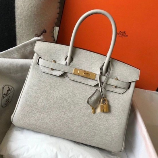 Replica Hermes Pearl Grey Clemence Birkin 30cm Bag GHW Replica Hermes Pearl Grey Clemence Birkin 30cm Bag GHW