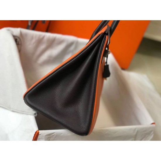 Replica Hermes Tri-Color Birkin 35cm Bag Orange/White/Black Clemence Fake Hermes Tri-Color Birkin 35cm Bag Orange/White/Black Clemence Replica