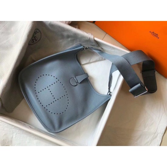 Fake Hermes Evelyne III 29 PM Bag Blue Lin Clemence Replica Fake Hermes Evelyne III 29 PM Bag Blue Lin Clemence Replica
