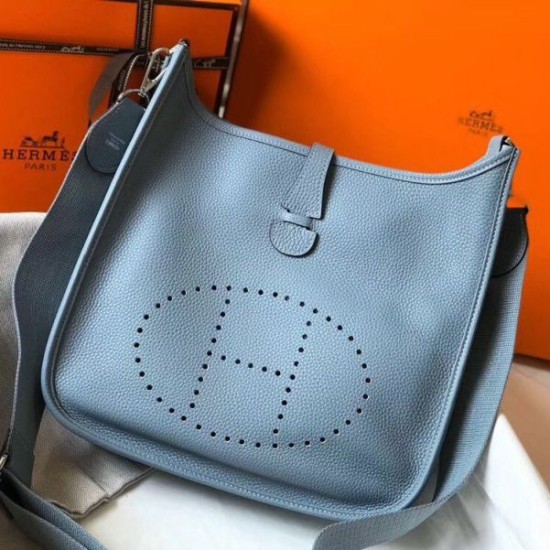 Fake Hermes Evelyne III 29 PM Bag Blue Lin Clemence Replica Fake Hermes Evelyne III 29 PM Bag Blue Lin Clemence Replica