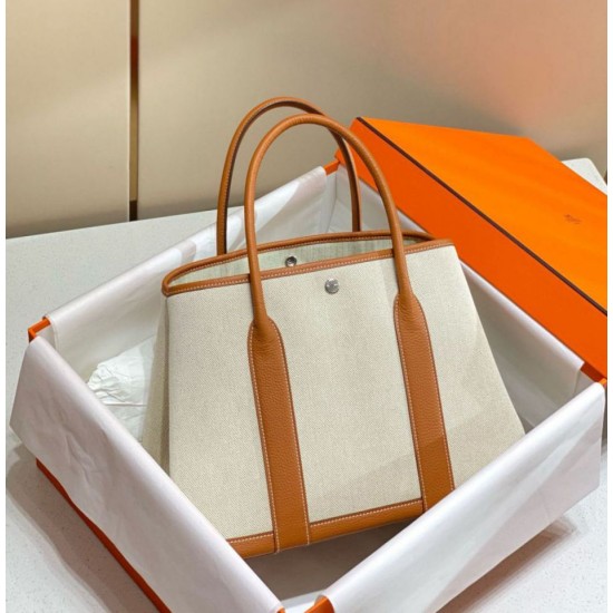 Fake Hermes Garden Party 36cm Bag Toile and Gold Replica Replica Hermes Garden Party 36cm Bag Toile and Gold
