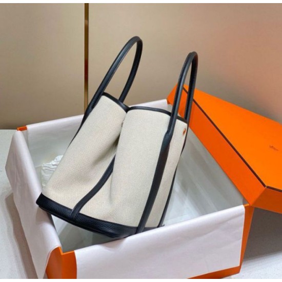Fake Hermes Garden Party 36cm Bag Toile and Black Replica Fake Hermes Garden Party 36cm Bag Toile and Black Replica