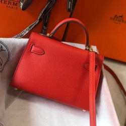 Replica Hermes Kelly Mini II Bag Rouge Casaque Epsom 