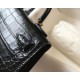 Fake Hermes Kelly Mini II Bag Black Embossed Crocodile Replica Fake Hermes Kelly Mini II Bag Black Embossed Crocodile Replica