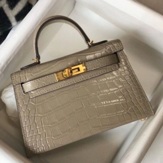 Replica Hermes Kelly Mini II Bag Taupe Embossed Crocodile Replica Hermes Kelly Mini II Bag Taupe Embossed Crocodile