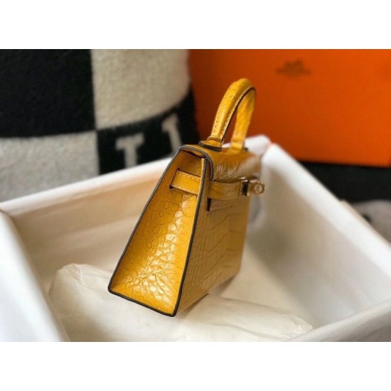 Fake Hermes Kelly Mini II Bag Yellow Embossed Crocodile Replica Replica Hermes Kelly Mini II Bag Yellow Embossed Crocodile