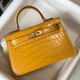 Fake Hermes Kelly Mini II Bag Yellow Embossed Crocodile Replica Replica Hermes Kelly Mini II Bag Yellow Embossed Crocodile