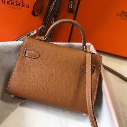 Fake Hermes Kelly Mini II Bag Gold Epsom  Replica