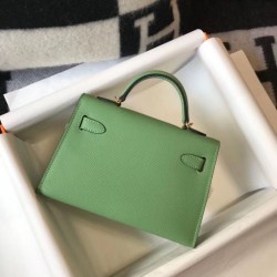 Fake Hermes Kelly Mini II Bag Vert Criquet Epsom  Replica