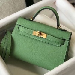 Fake Hermes Kelly Mini II Bag Vert Criquet Epsom  Replica