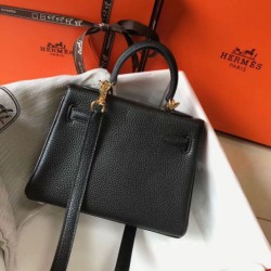 Replica Hermes Mini Kelly 20cm Bag Black Clemence 
