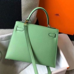 Replica Hermes Kelly 25cm Sellier Bag Vert Criquet Epsom 
