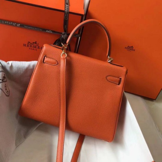 Fake Hermes Kelly 28cm Retourne Bag Orange Clemence Replica Fake Hermes Kelly 28cm Retourne Bag Orange Clemence Replica