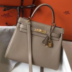 Replica Hermes Kelly 28cm Retourne Bag Tourterelle Clemence 