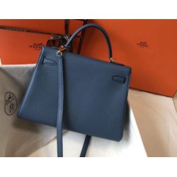 Fake Hermes Kelly 32cm Retourne Bag Blue Agate Clemence Replica Fake Hermes Kelly 32cm Retourne Bag Blue Agate Clemence Replica