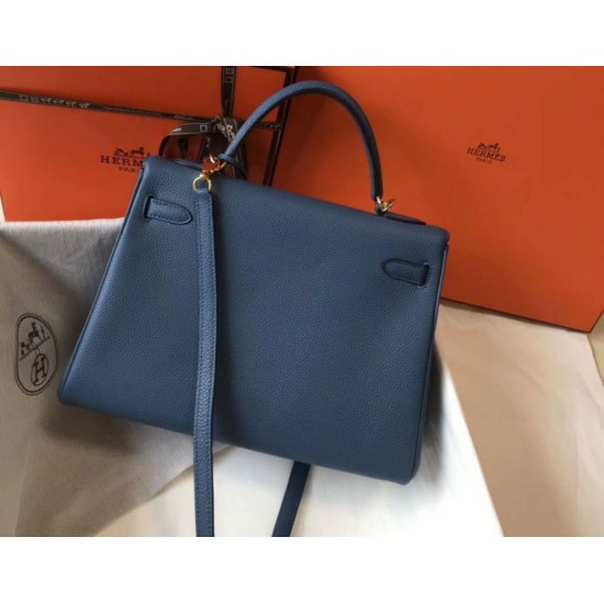 Fake Hermes Kelly 32cm Retourne Bag Blue Agate Clemence Replica Fake Hermes Kelly 32cm Retourne Bag Blue Agate Clemence Replica