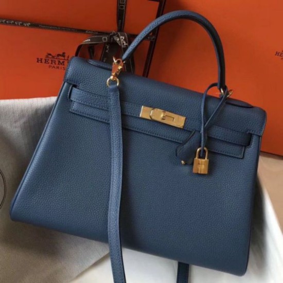 Fake Hermes Kelly 32cm Retourne Bag Blue Agate Clemence Replica Fake Hermes Kelly 32cm Retourne Bag Blue Agate Clemence Replica