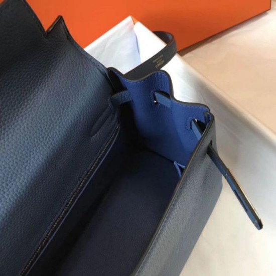 Fake Hermes Kelly 32cm Retourne Bag Blue Agate Clemence Replica Fake Hermes Kelly 32cm Retourne Bag Blue Agate Clemence Replica