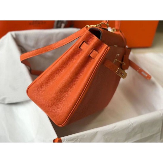 Fake Hermes Kelly 32cm Retourne Bag Orange Clemence Replica Replica Hermes Kelly 32cm Retourne Bag Orange Clemence