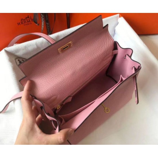 Fake Hermes Kelly 32cm Retourne Bag Pink Clemence Replica Replica Hermes Kelly 32cm Retourne Bag Pink Clemence