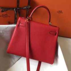 Replica Hermes Kelly 32cm Retourne Bag Red Clemence 