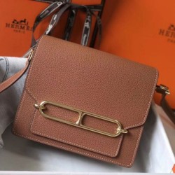 Fake Hermes Sac Roulis Mini Bag Gold Evercolor Calfskin Replica